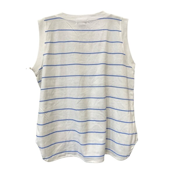 Vintage 90s Lord Isaacs Sleeveless Shirt Sz Medium Striped Floral Deadstock NEW - Picture 2 of 7